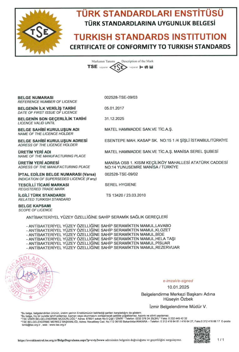 SEREL HİJYEN BELGESİ-TS 13420 2026