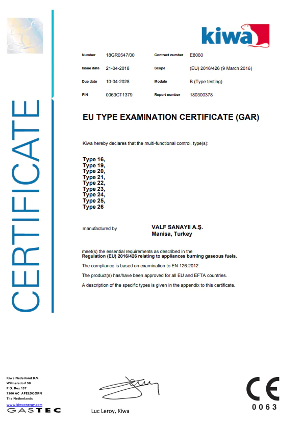 Fırın Musluğu - 882 Serisi Gar CE Sertifikasi