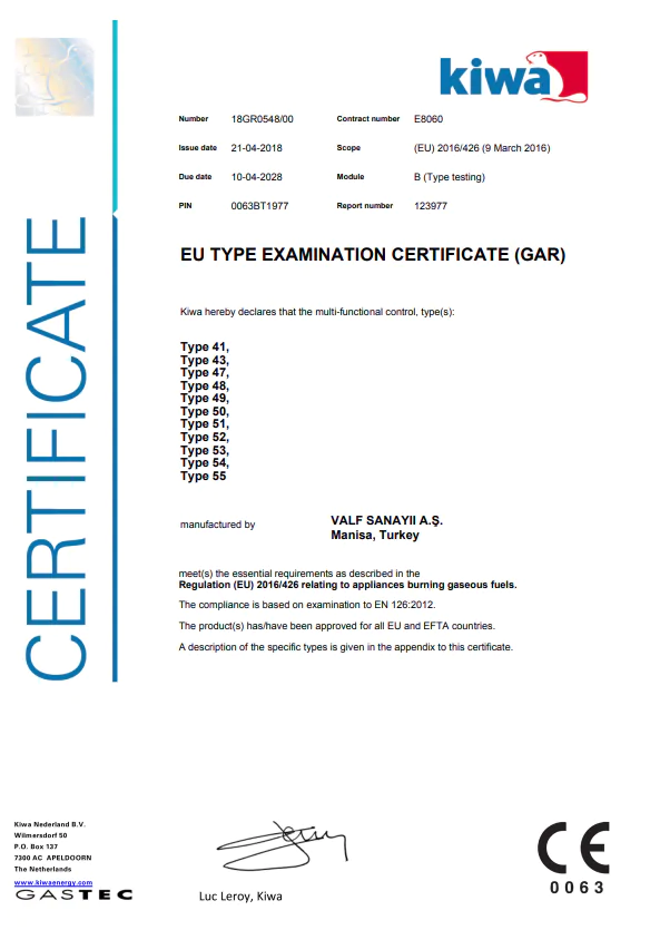 Fırın Musluğu - 883 Serisi Gar CE Sertifikasi