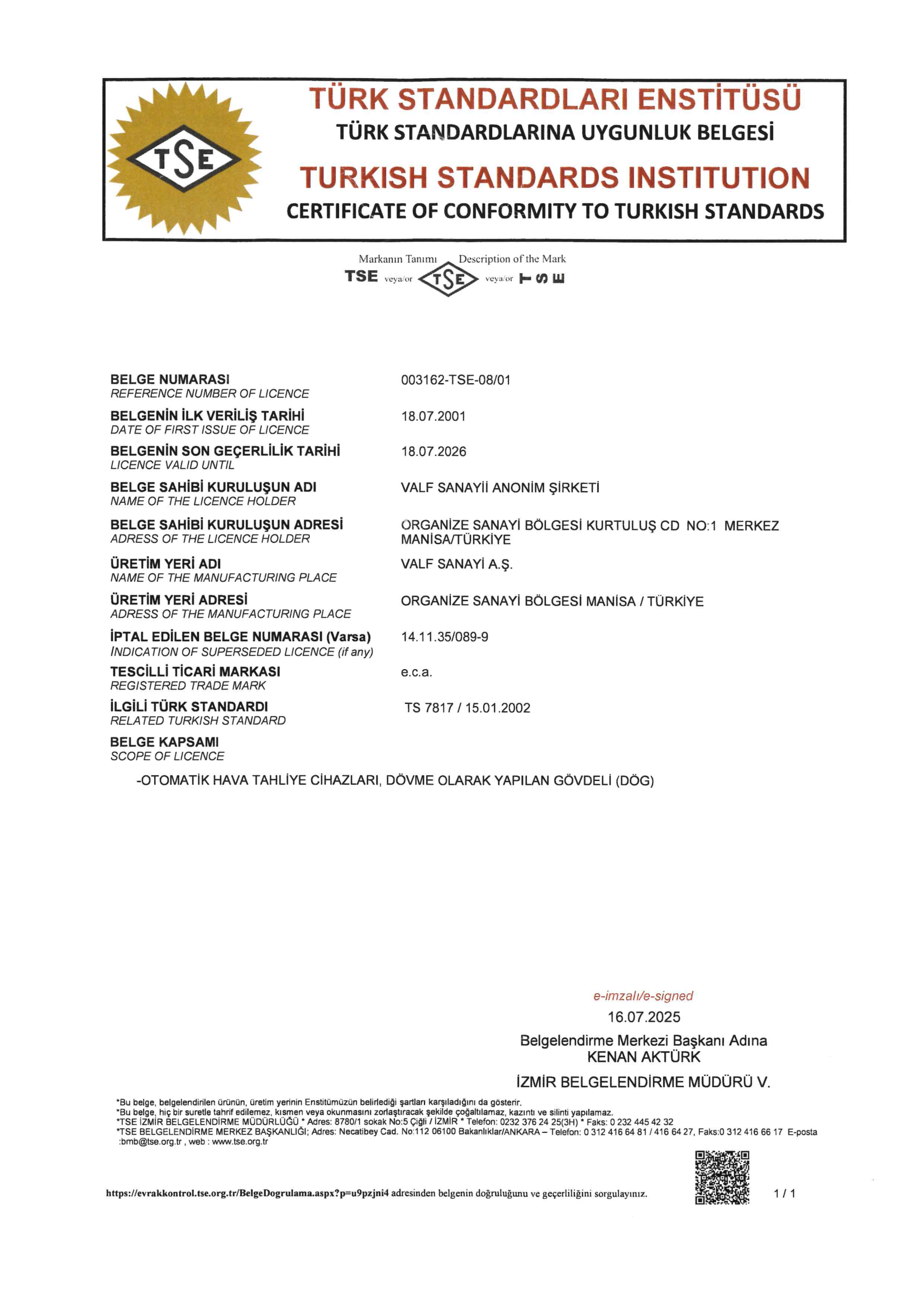 TS 7817 Otomatik Havalandırıcı