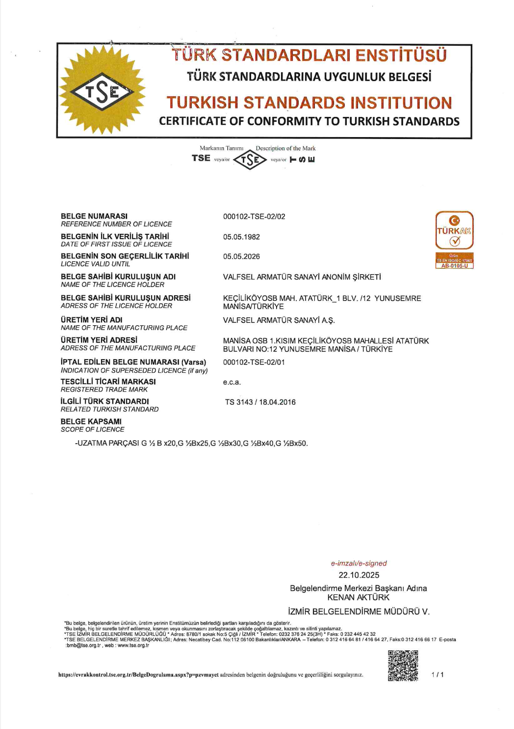 TS 3143 - Boru Uzatma Parçaları