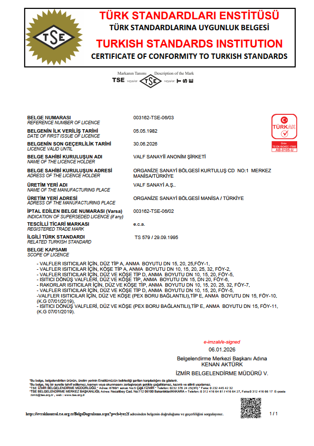 TS 579 Radyatör Valfleri