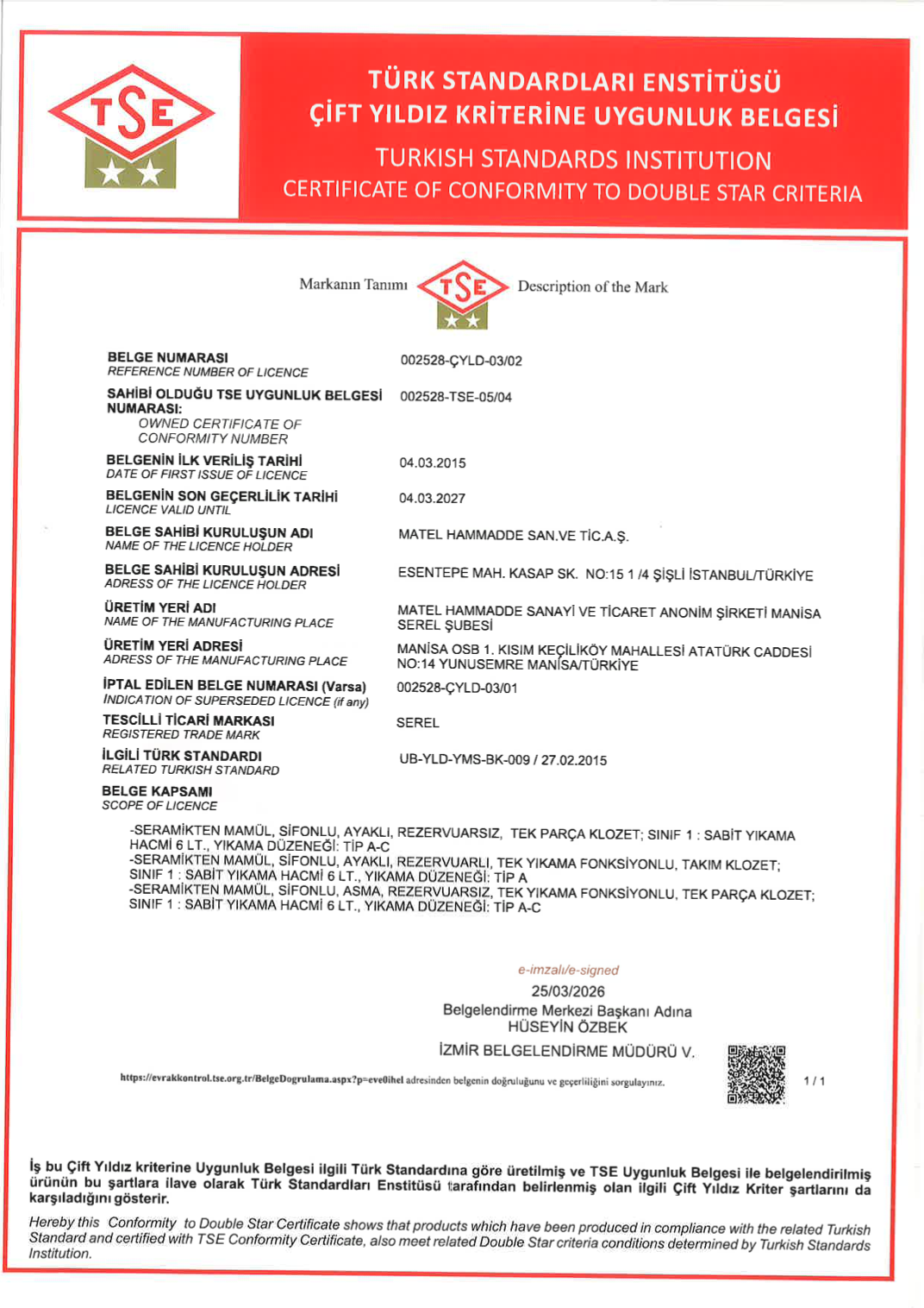 TSE ÇİFT YILDIZ KLOZETLER 03 2027