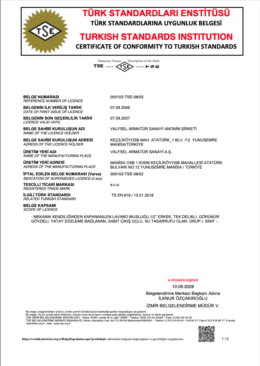 TS EN 816 - Zaman Ayarlı Bataryalar